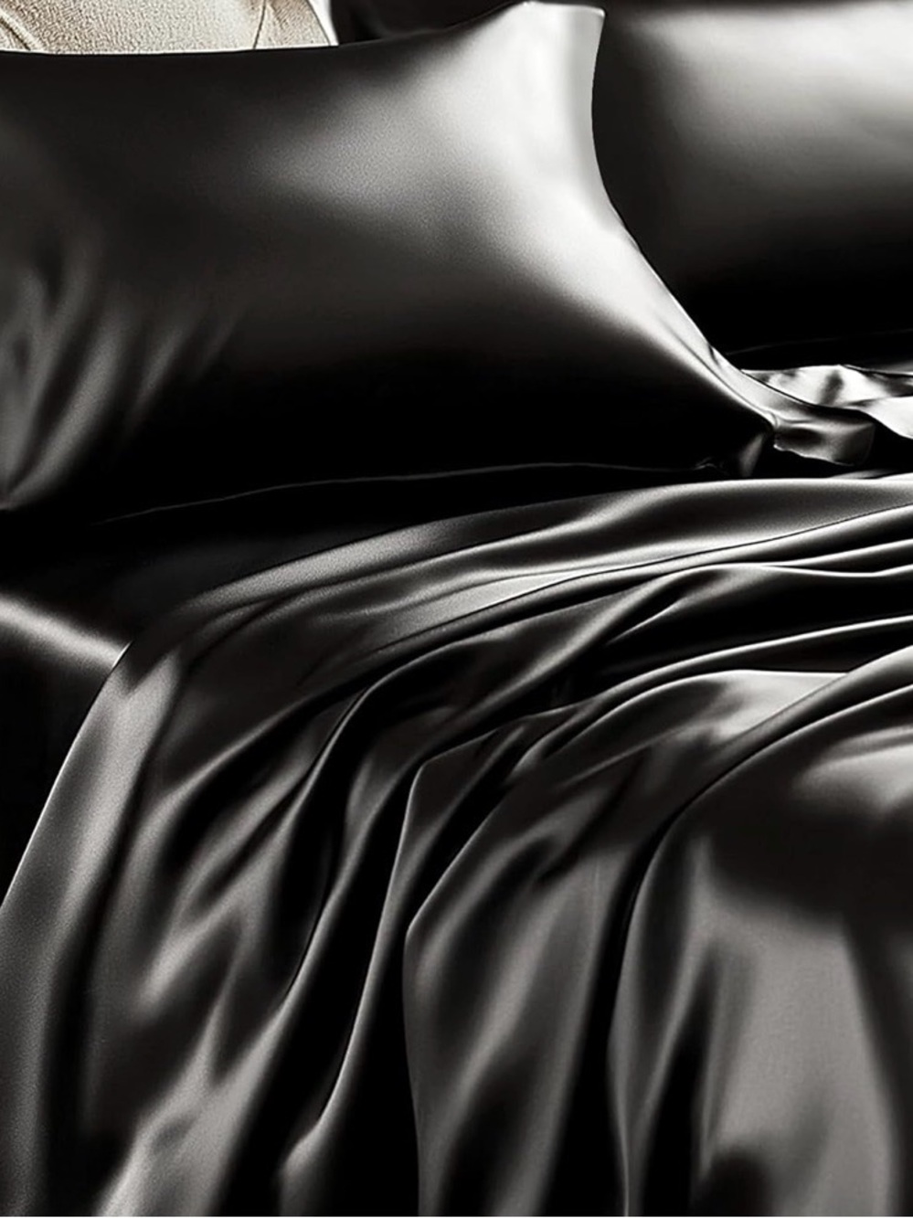 Black Satin Sheet Set - King